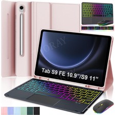 Backlit Touchpad Keyboard Case Mouse For Samsung Galaxy Tab S9 FE/S9 S8 Tablet