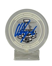 Nikita Kucherov autographed signed Game Used Ice puck Tampa Bay Lightning JSA