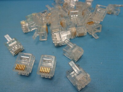 (100 PIECES) BLACKBOX ? 6P6C Modular Plug RJ Connector Clear / Gold NEW - NOS
