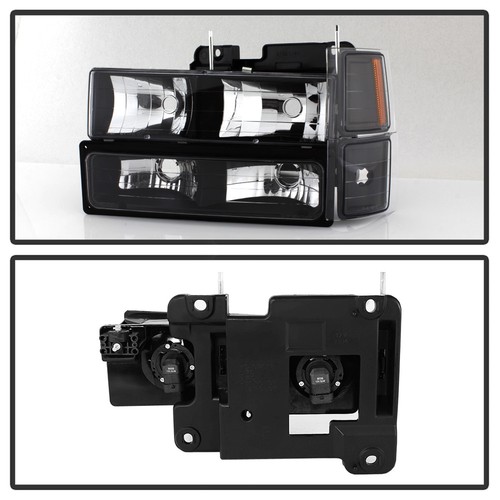 Black 1994-1998 Chevy Silverado C10 C/K Tahoe Suburban Headlights +Corner+Bumper - Picture 3 of 8