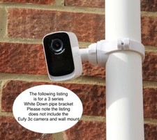 Eufy 3C S300 eufycam 3 S330 4G LTE Down Pipe Mounting Bracket Gutter 68mm White