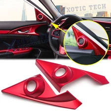 2x Red Car Door Stereo Speaker Cover Trims Accessories For Honda Civic 2016-2021