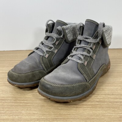 CHACO Barbary Leather Hiking Boots Ankle Chukka Gray Suede 7 Womens Fold Over