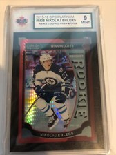 NIKOLAJ EHLERS 2015-16 OPC Platinum ROOKIE Red Prism 075/149 KSA 9 Graded Mint