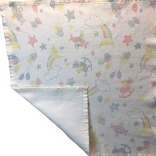 Vintage Beacon Baby Blanket White Satin Trim Receiving Made USA Rainbow WPL 1675
