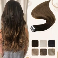 Tape in Hair Extensions Remy Human Hair 12"-24" 25G-200G Full Head Straight Hair
