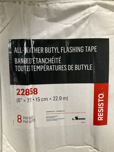 Resisto Butyl Flashing Tape 6" x 75' All Weather, White Super Adhesive, 1 Roll - Picture 2 of 6