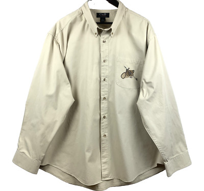 C&B SPORT Shirt Men's Extra Extra Large Tan Button Down Embroidered Fishing Gear