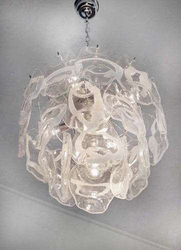 Vintage Italian Murano chandelier lamp in Vistosi style 23 glasses - Foto 6 di 12