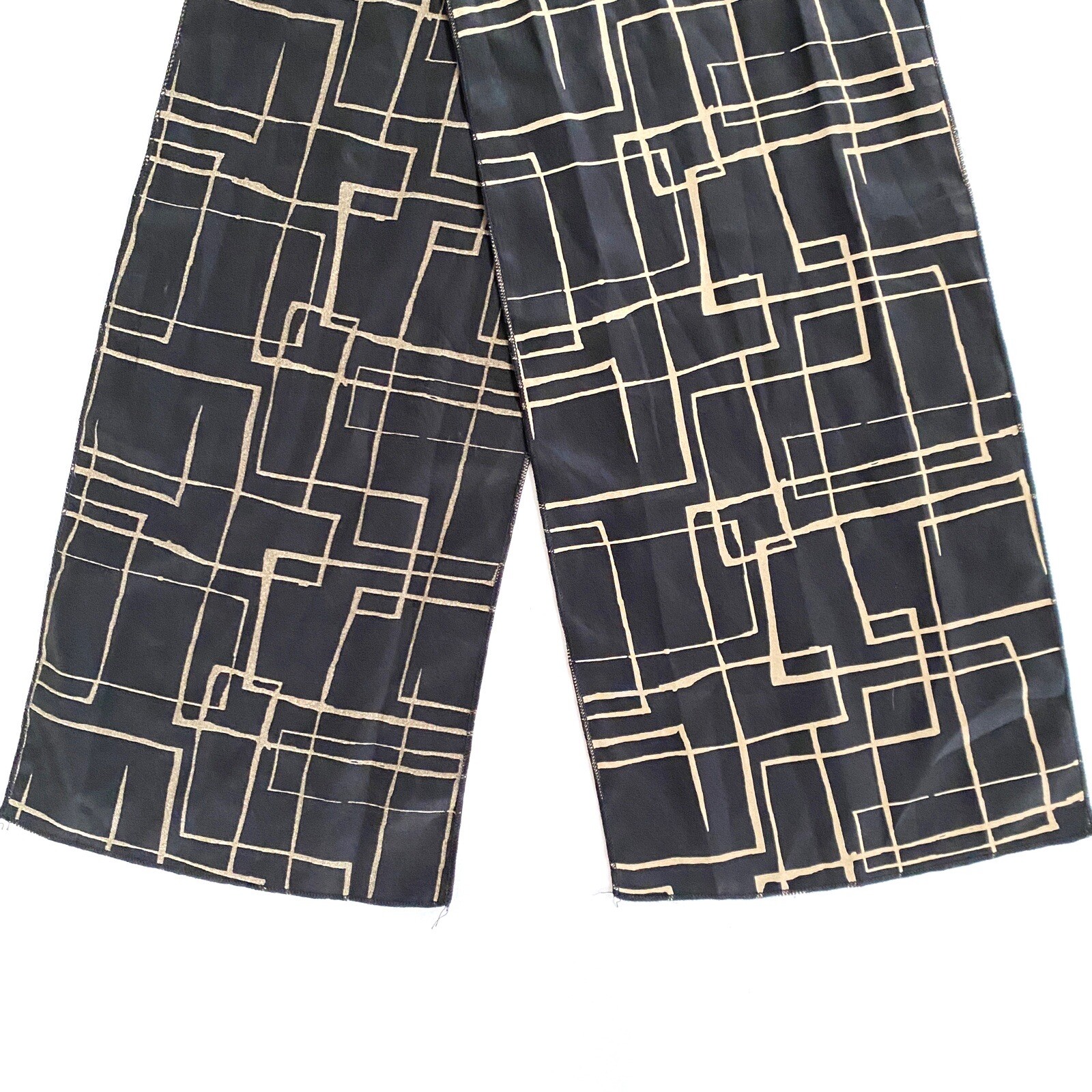 Geometric Black Brown Polyester Rectangular Scarf… - image 3