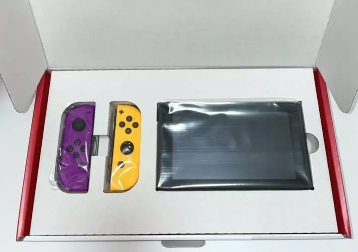 Nintendo Switch Joy Con Controller, Neon Purple/ Orange