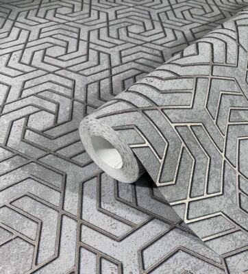Tapete Vlies 3D Labyrinth Metallic grau gold City Glam 32610 (4,87 /1qm)