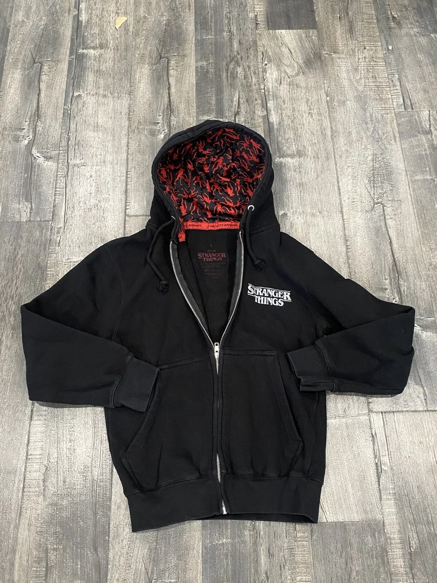 Stranger Things The Upside Down Zip Up Sweater Hoodie Black Size Small Unisex