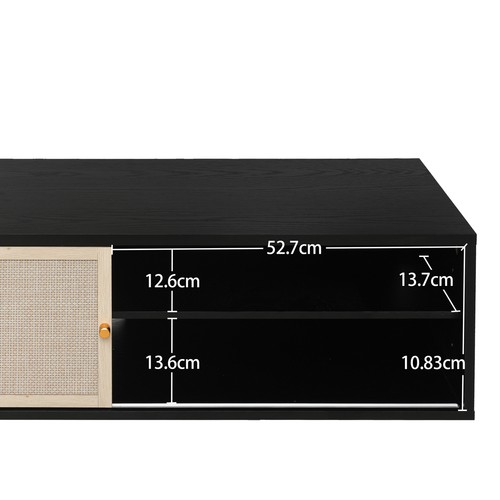 Wandschrank Wandregal Hängeschrank Regal Schrank mit Rattan Schiebetüren 110cm - Bild 11 von 11