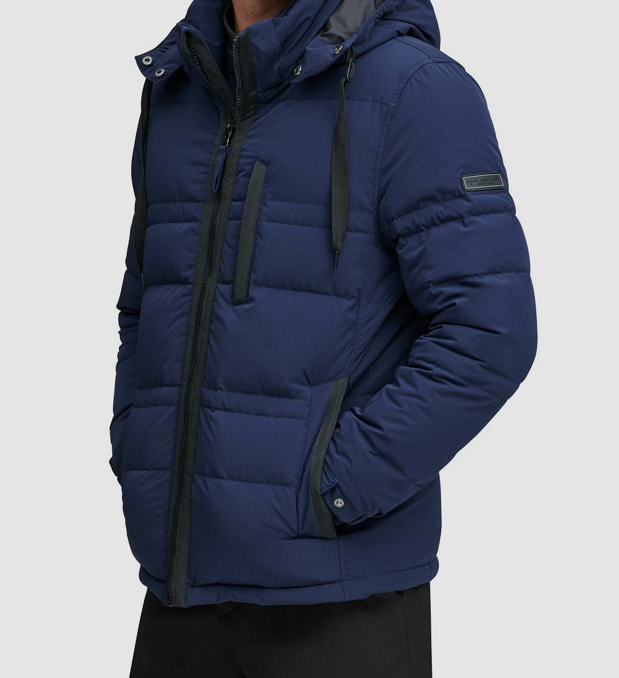 $425 Marc New York Men's Blue Huxley Crinkle Hooded Down Coat Jacket Size XXL