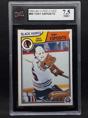 1983-84 OPC O-pee-chee NHL Hockey Card #99 Tony Esposito Blackhawks KSA 7.5 NM+