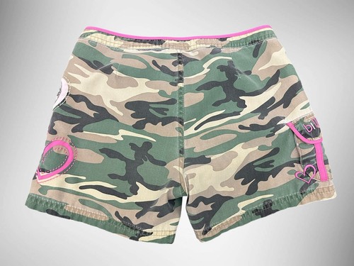 Billabong Billie Girl Girl’s Board Shorts Size 14 Y2K Camo Pink trim Embroidery - Picture 2 of 8