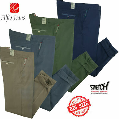 Elegante Herren Hose Stretch Gerade Tasche Übergrößen Jeans Kalibriert