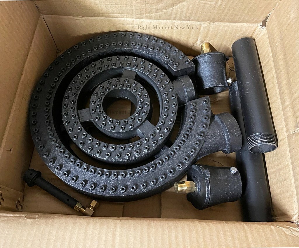 3-Rings Burner with 2 Pipe Fitting for Stock Pot, Wok Range