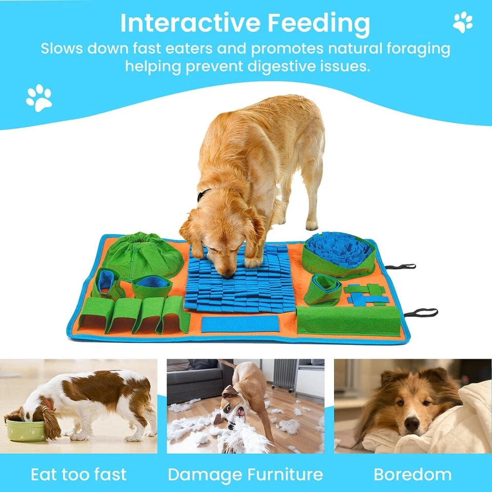Pet Dog Snuffle Mat Sniffing Treat Foraging Puzzle Feeder Toy Nose Training Pad - Image 3 of 4