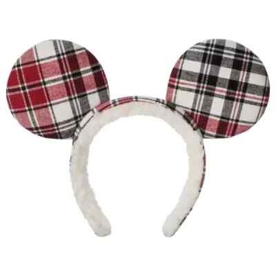 Disney Park 2022 Minnie Mouse Joy Holiday Plaid Sherpa Ears  display picture 3