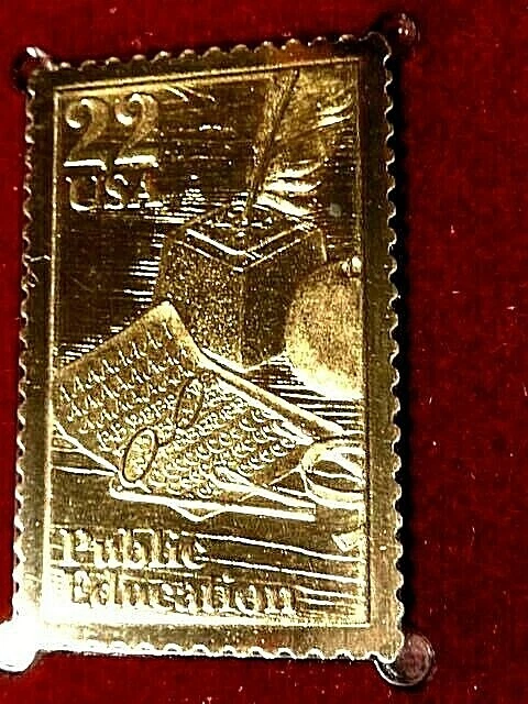First Day of Issue STAMP 1985 Gold "Public Education in America" Framed 21"x 11" - Image 4 of 4