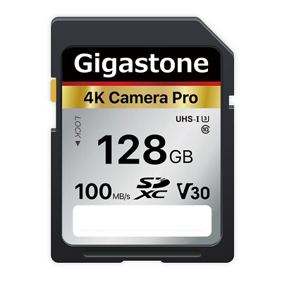 Gigastone 128GB SD Card V30 SDXC Memory Card, 4K Ultra HD UHD Video, Canon Nikon