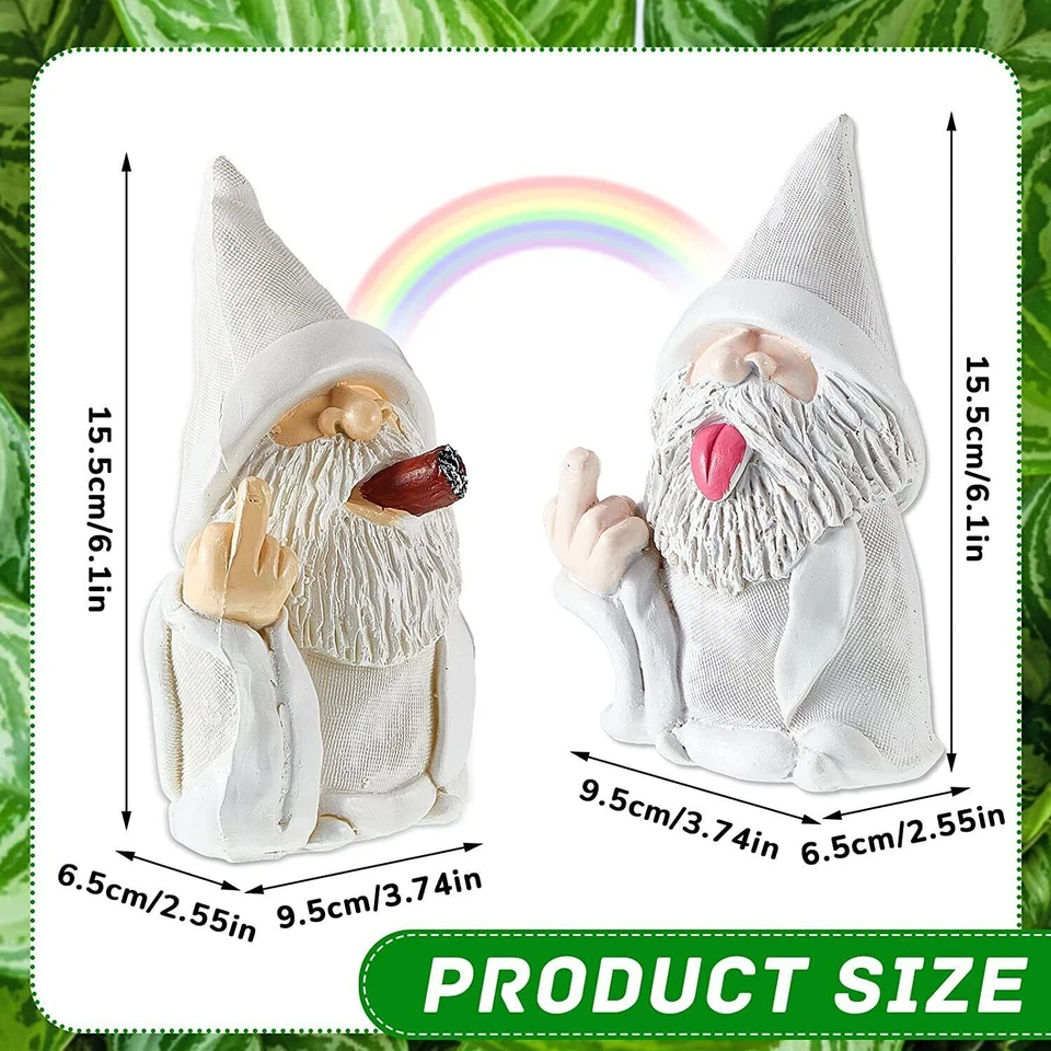 Белый волшебник гном средний палец сад курение двор газон украшение статуэтка декор - Изображение 4 из 4