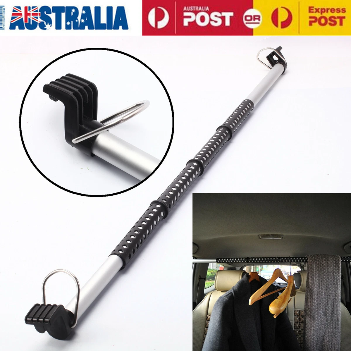Telescopic Car Clothes Hanger Rod Anti Slip Clothing Rod Bar