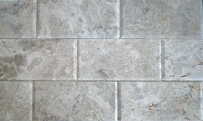 Silver 4X8 Wide Beveled Polished Marble Tile Wall Backsplash SOLD PER PIECE