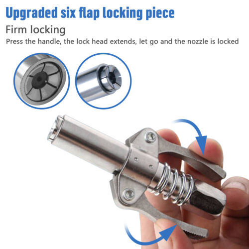 Grease Gun Coupler High Pressure Quick Release Lock Nozzles w/Hose For 1/8"NPT - Picture 4 of 18