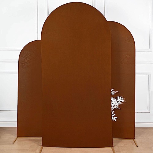 7 ft BROWN Matte Fitted Spandex Round Top Arch Backdrop STAND COVER Party Events - Picture 6 of 8