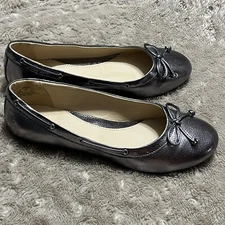 NEW Sperry TopSider Marina Silver Metallic Gunmetal Ballet Flat Shoes Women 4.5M