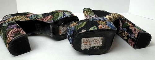 Forever 21 Shoes Women 8 Black Floral Tapestry Platform Chelsea Booties Boho - Picture 11 of 11