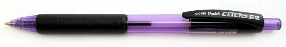 NEW Pentel Click-N-Go Ballpoint Pen Violet Barrel Black Ink BULK 144-pcs BK450V - Image 2 of 3