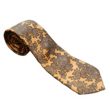 Bill Blass Vintage Silk Paisley Tie Peach Blue Classic Necktie Made in USA