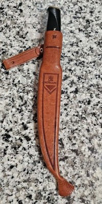 Vtg 1967 Normark Fiskars 10 7/8'' Stainless Fish Fillet Knife w/ Leather Sheath