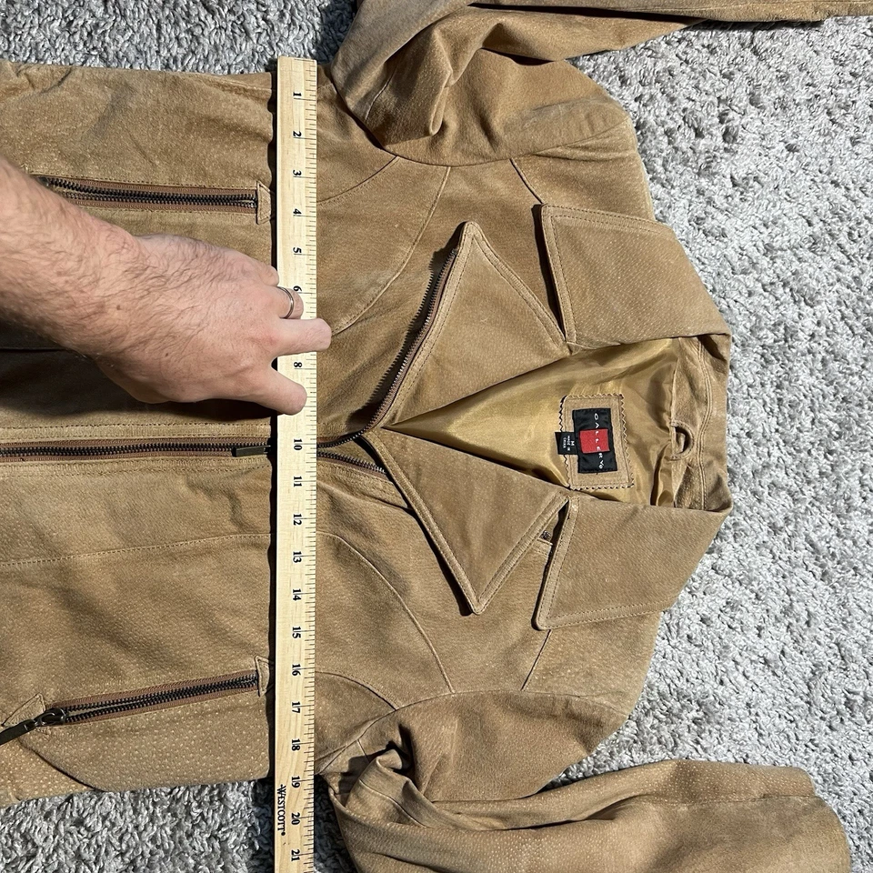 Chaqueta de Gamuza Gallery Para Mujer Mediana Marrón Cuero Occidental Cremallera Completa Boho Y2K De Colección Foto 4 de 4