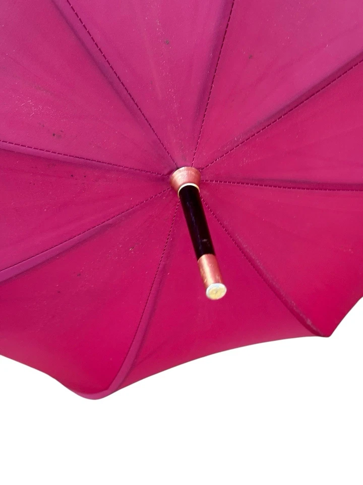 De Colección ETIENNE AIGNER Paraguas Borgoña Logotipo Firma 100% Mango Madera Italia Foto 4 de 4