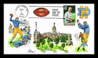 DR JIM STAMPS US COVER KNUTE ROCKNE NOTRE DAME FOOTBALL FDC HAM HAND PAINTED