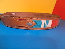 Vintage Circle Y of Yoakum Leather Belt Colorful Woven Striped Western Size 30
