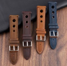 Uhrenarmband - echt Leder - Race - Rally - hellbraun gelocht - 18, 20, 22 mm NEU