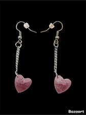 Heart  Chain Dangle Earrings Pink Handmade Resin Drop Earrings Halloween Gift