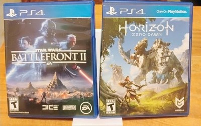 Star Wars Battlefront II & Horizon Zero Dawn PS4 PlayStation 4 Cleaned & Checked