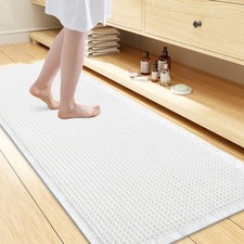 Smiry Waffle Bath Mat 47x24, Extra Soft Absorbent Bathroom 47" X 24", White