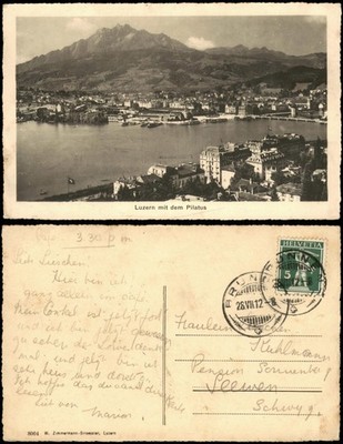 Ansichtskarte Luzern Lucerna Panorama mit Blick zum Pilatus 1912