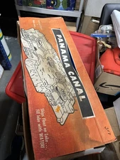 Vintage Plasticraft Toy Panama Canal Playset w/ Boats & original box rare set