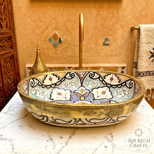 35cm-13.7 inches, Ceramic Sink for Bathroom  Kitchen, Handmade Blue Sink
