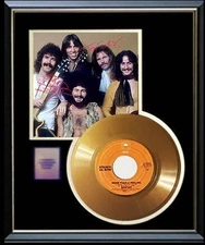 BOSTON BAND MORE THAN A FEELING GOLD RECORD W-SIGNED PRINTED AUTOGRAPHS RARE