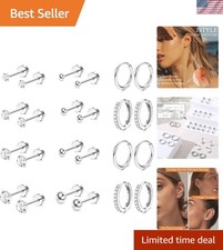 Versatile 14K Gold Plated Earrings - Hypoallergenic Studs for Multiple Piercings